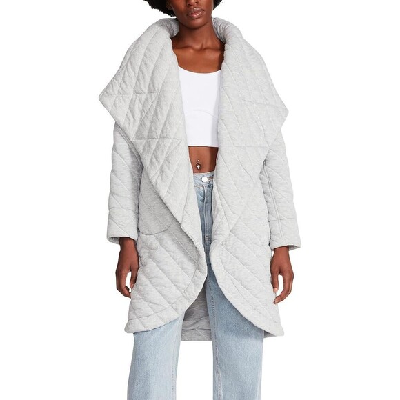 Steve Madden Quilted Open Front Jacket Womens Small  Gray NWT$ 119 - Picture 1 of 16
